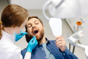 Man getting a dental cleaning