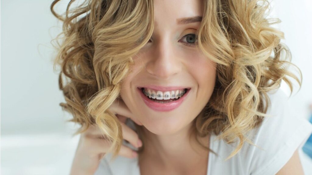 Young woman with braces.